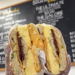 Bagels Galore - Bagel with Egg, meat, and cheese