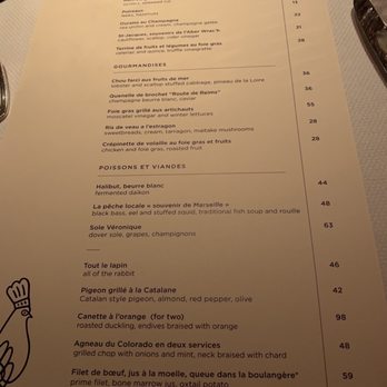 Le Coucou - Dinner menu (2/13/2019) - French Near Me - New York, New York