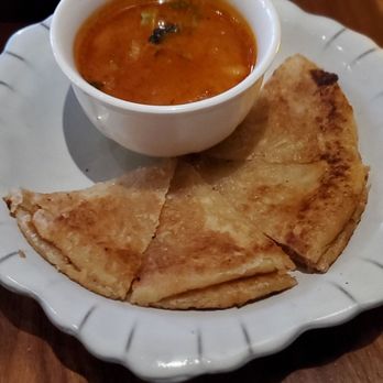 Mitr Thai - Roti Massam (Pan-fried Roti, with peanuts, and chicken massamun curry dipping sauce). - Thai Near Me - New York, New York