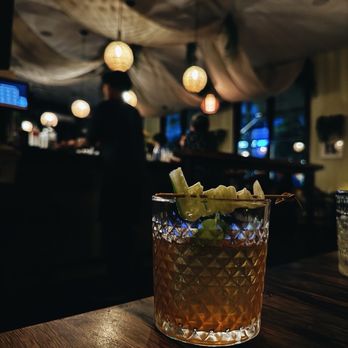Sophon - lauk ta cucumber-infused bourbon, lychee, thai basil, kampot pepper, branca menta, laphroaig mist - Cambodian Near Me - Seattle, Washington Sophon - lauk ta cucumber-infused bourbon, lychee, thai basil, kampot pepper, branca menta, laphroaig mist - Cambodian Near Me - Seattle, Washington