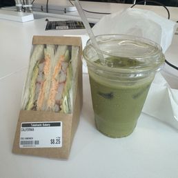 Matcha Latte and California Sandwich