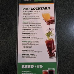 Alcoholic beverage menu