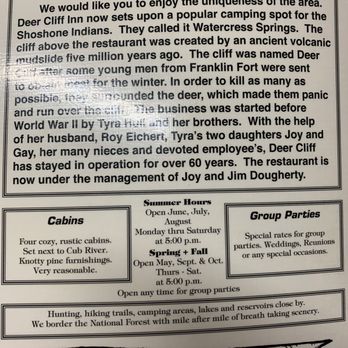 Deer Cliff Inn Restaurant - Restaurant History - Steakhouses Near Me - Preston, Idaho Deer Cliff Inn Restaurant - Restaurant History - Steakhouses Near Me - Preston, Idaho