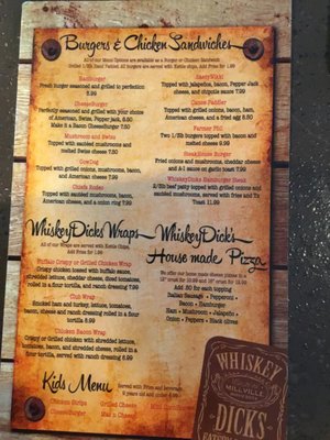 Menu photo 1 Whiskey Dick's Eatery and Saloon Millville, MN Menu photo 1 Whiskey Dick's Eatery and Saloon Millville, MN