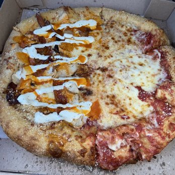 Mellow Mushroom Chantilly - Half cheese/ half buffalo chicken pizza - Pizza Near Me - Chantilly, Virginia