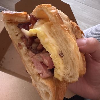 Mustards Cafe - B5 , Bacon egg , cheese and sausage croissant. - Breakfast & Brunch Near Me - Long Beach, California