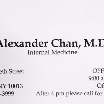 Alexander C Chan, MD - Updated office info - Internal Medicine Near Me - New York, New York Alexander C Chan, MD - Updated office info - Internal Medicine Near Me - New York, New York