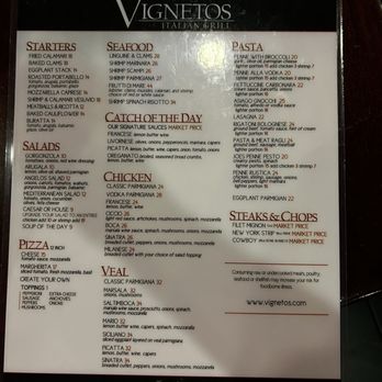 Vignetos Italian Grill - Dinner menu - Italian Near Me - Plantation, Florida Vignetos Italian Grill - Dinner menu - Italian Near Me - Plantation, Florida