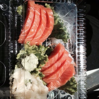 Sushi Kui - Salmon sashimi take out. The take out chopsticks are very cheaply made however but the food was excellent! - Sushi Bars Near Me - Aurora, Ontario