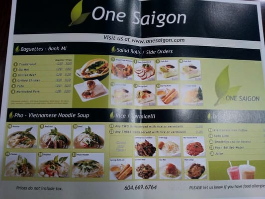 Menu photo 8 One Saigon Vancouver, BC Menu photo 8 One Saigon Vancouver, BC
