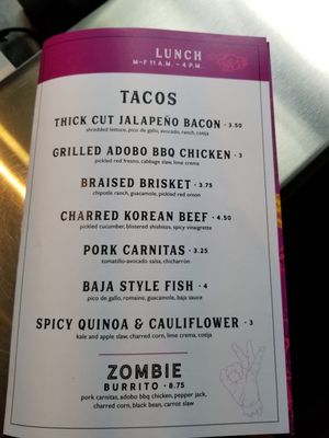 Menu photo 2 Zombie Taco Chicago, IL