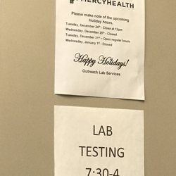 Rookwood Lab Services - Mercy Health - Lab testing hours and holiday hours