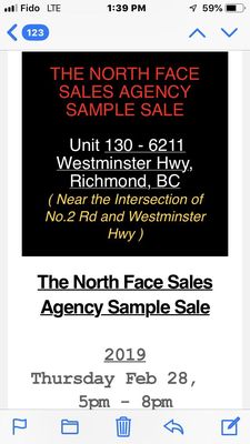 north face sample sale 2019