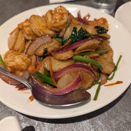 Rice cakes with shrimp