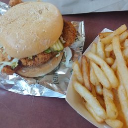 Chicken sandwich and fries