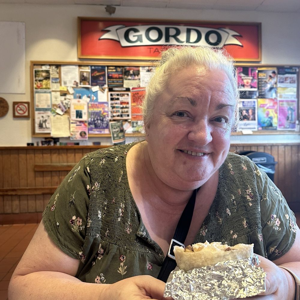 Gordo Taqueria - My mom at our favorite table. - Mexican Near Me - Albany, California Gordo Taqueria - My mom at our favorite table. - Mexican Near Me - Albany, California