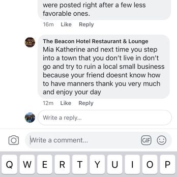 Beacon Hotel Restaurant & Lounge - Unprofessional comment on FB - Bars Near Me - Beacon, New York Beacon Hotel Restaurant & Lounge - Unprofessional comment on FB - Bars Near Me - Beacon, New York