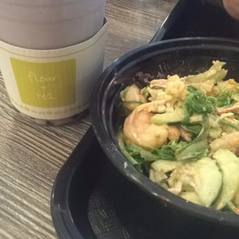PokeMIX - Poke bowl: rice&greens, shrimp, crab, seaweed salad, cucumbers, fisheggs, mayo, poke sauce, seasame seeds, Taro tea with boba. - Hawaiian Near Me - Pasadena, California