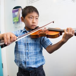 There are only three 2nd graders in the Tenafly Orchestra, and all three studies at Areté Music Academy