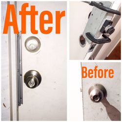 Metal door, professional installation deadbolt, using special equipment to mount the bolt!