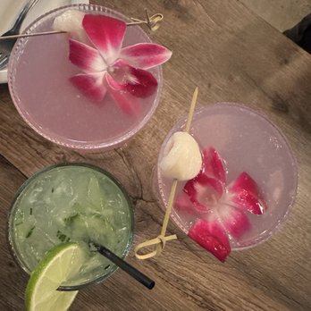 Satay Thai Kitchen & Bar - two lychee-tini drinks and a cucumber mule - Thai Near Me - Fresno, California Satay Thai Kitchen & Bar - two lychee-tini drinks and a cucumber mule - Thai Near Me - Fresno, California