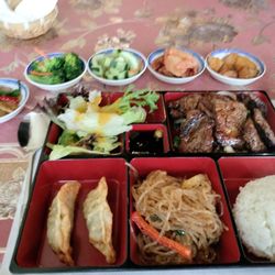 Chin Hills - Lunch special beef galbi, served with free panchan, $13.99. Such a deal!