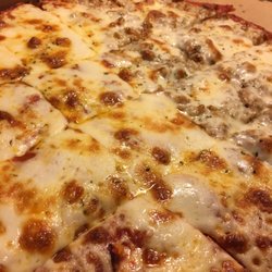 Delicious half sausage, half pepperoni.  Do I have to share?