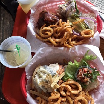 Hondo's - Pablano Chick Sandwich, Hondo's BBQ Sandwich w/ Pulled Pork. - Bars Near Me - Fredericksburg, Texas Hondo's - Pablano Chick Sandwich, Hondo's BBQ Sandwich w/ Pulled Pork. - Bars Near Me - Fredericksburg, Texas