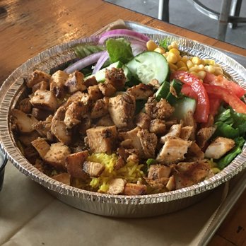 Gyro 360 - Chicken bowl with sauce on the side - Mediterranean Near Me - Denton, Texas