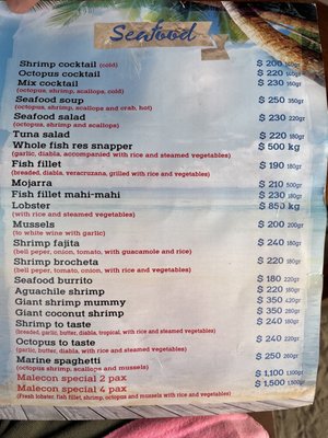 Menu photo 4 El Malecón Puerto Vallarta, JAL