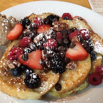 Corner Cafe - Special sour dough French toast with berries.  I added chocolate chips.  Pure heaven - Breakfast & Brunch Near Me - Newport, Rhode Island