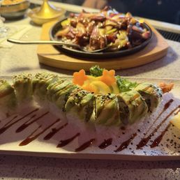 Mongolian beef and dragon sushi roll Mongolian beef and dragon sushi roll