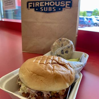 Firehouse Subs - Pork and slaw on a Hawaiian roll with a cookie - Delis Near Me - Brownsburg, Indiana Firehouse Subs - Pork and slaw on a Hawaiian roll with a cookie - Delis Near Me - Brownsburg, Indiana