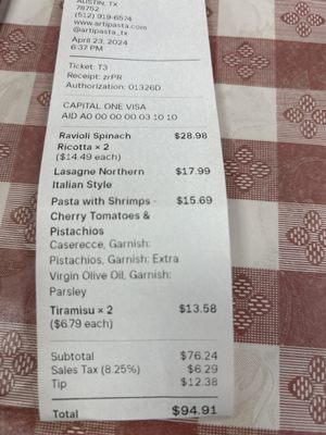 Menu photo 5 ARTIPASTA Austin, TX