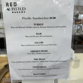 Red Bird Bakery - Sandwich Menu - Bakeries Near Me - Cotati, California Red Bird Bakery - Sandwich Menu - Bakeries Near Me - Cotati, California