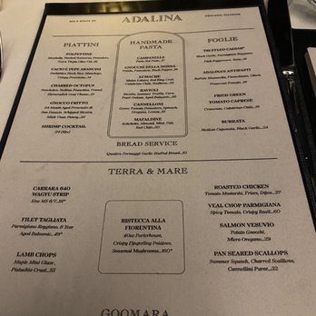 Adalina Italian - Menu - Italian Near Me - Chicago, Illinois