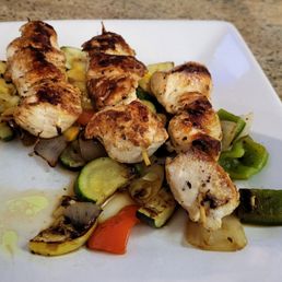Chicken kebabs.
