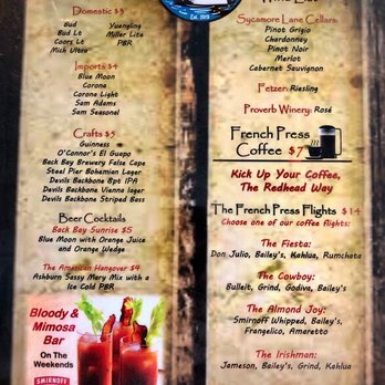 Redhead Bay Cafe - Drink Menu (back) - New American Near Me - Virginia Beach, Virginia Redhead Bay Cafe - Drink Menu (back) - New American Near Me - Virginia Beach, Virginia