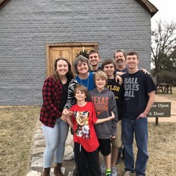 Lyndon B Johnson National Historic Park - Visitor Center - In front of One Room Schoolhouse