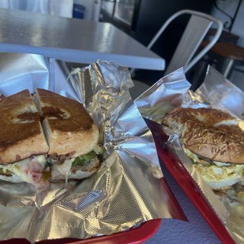 Grateful Bagel - Left - Ellie's Spicy Bagel, Right - Devine's Wine - Bagels Near Me - Petaluma, California