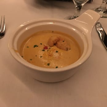 Ocean Prime - DineLA 1st Course (July 2016): Cup of Lobster Bisque (served with a sweet corn fritter) - Seafood Near Me - Beverly Hills, California