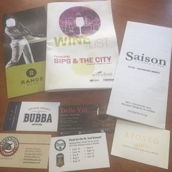 Winefest - Business cards from the restaurants who offered delicious food at the event.