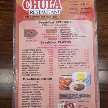 Mi Chula - Breakfast (served all open hours) - Mexican Near Me - Pharr, Texas Mi Chula - Breakfast (served all open hours) - Mexican Near Me - Pharr, Texas