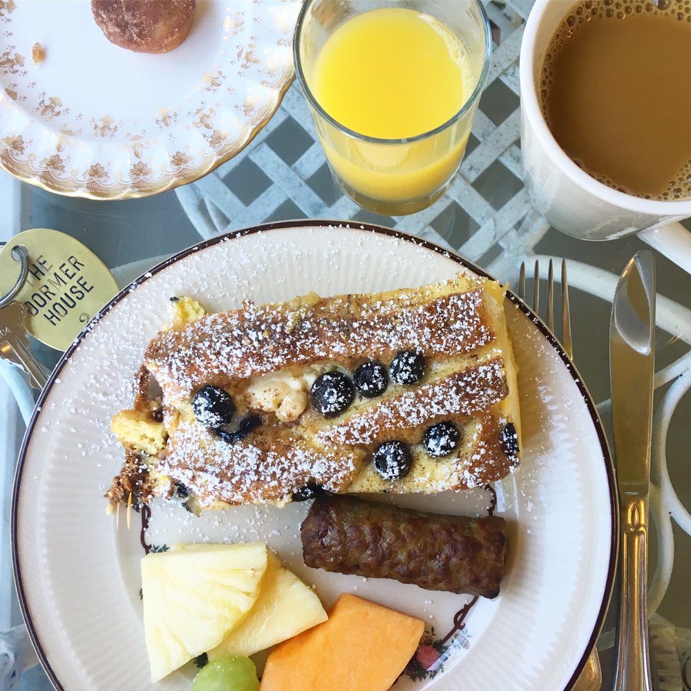 French Toast Casserole with fruit and sausage