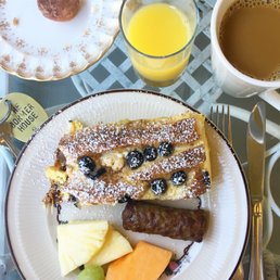 French Toast Casserole with fruit and sausage
