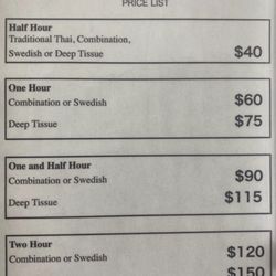 Tong Thai Massage - Massage services and prices.