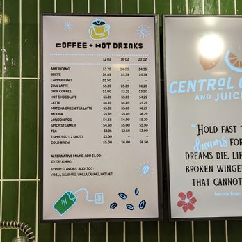 Central Cafe and Juice Bar - menu and drinks - Coffee & Tea Near Me - Seattle, Washington