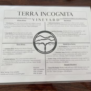 Terra Incognita Vineyard - Tasting menu - Venues & Event Spaces Near Me - Clarkesville, Georgia