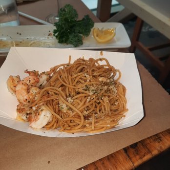 Claw Daddy's - Garlic noodles and yes I added the shrimp from my appetizer. - Cajun/Creole Near Me - New York, New York