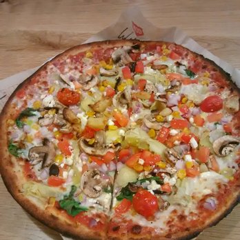 MOD Pizza - My "veggie lover's" creation - Gluten Free is always a bit blackened on edges (because pre-baked crust), but not burnt-tasting. - Fast Food Near Me - Reno, Nevada